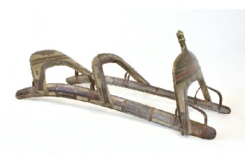 Saddle, Miscellaneous, ANTIQUE DECORATED DROMEDARY CAMEL OR ELEPHANT SADDLE W/FRONT HANDLE, WOOD, BROWN