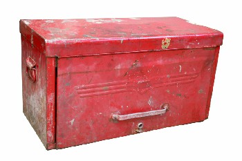 Cabinet, Garage, TOOL BOX W/FRONT COVER,FRONT & SIDE HANDLES (6 DRAWERS INSIDE) , METAL, RED