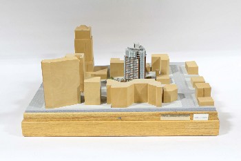 Decorative, Buildings, ARCHITECTURAL MODEL, URBAN HIGHRISE BUILDINGS W/STREETS & FEATURED CONDO, WOOD, MULTI-COLORED