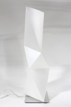 Lighting, Lamp, MODERN, SCULPTURAL, GEOMETRIC, ABSTRACT, SQUARE BASE, POLYCARBONATE MATERIAL, PLASTIC, WHITE