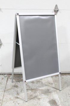 Sign, Stand, FOLDING SANDWICH BOARD STYLE, HOLDS 35.5x23.25" POSTER OR SIGN, PLASTIC, GREY