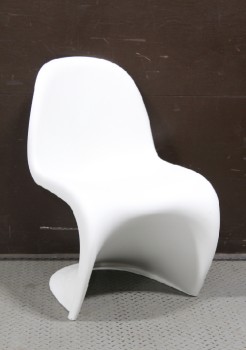 Chair, Side, MODERN STYLE, CANTILEVER DESIGN, CURVED MOLDED SEAT, MATTE FINISH, PLASTIC, WHITE