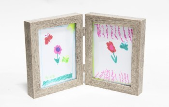 Art, Drawing, CLEARABLE, COLOURFUL DRAWINGS OF BUTTERFLIES & FLOWERS, FOLDING FRAME W/2 IMAGES, WOOD, MULTI-COLORED