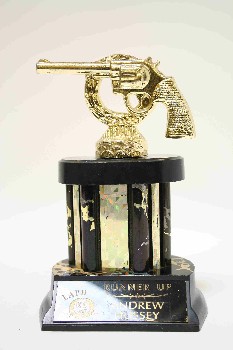 Trophy, Shooting, HANDGUN ONLY, GOLD/BLACK COLUMN/BASE, METAL, GOLD