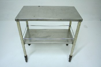 Table, Stainless Steel, LOWER SHELF,CREAM PAINTED LEGS, STAINLESS STEEL, SILVER