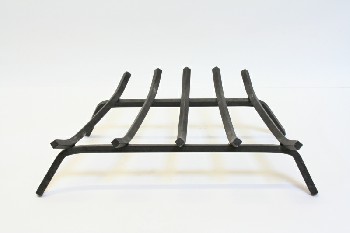 Fireplace, Log Holder, FIRE GRATE, BENT SQUARE RODS, USED, IRON, BLACK