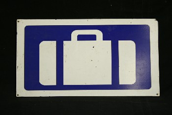 Sign, Airport, WHITE LUGGAGE SYMBOL, PLASTIC, BLUE