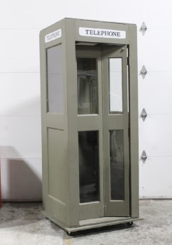 Phone, Booth, WOOD OUTDOOR PHONE BOX KIOSK - JUST BOOTH W/O ROOF & BASE IS 86x32x32