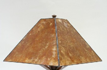 Lighting, Lamp Shade, VINTAGE MICA TABLE LAMP SHADE W/4 PANELS, FLARED, PLASTIC, BROWN