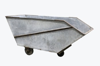 Cart, Metal, INDUSTRIAL, VINTAGE, ROLLING BIN, ANGLED FRONT, RUSTY METAL TRIM - Stored In Yard, Condition May Not Be Identical To Photos, METAL, GREY