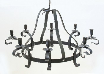 Candles, Chandelier, HANGING, CURLED WROUGHT IRON, IRON, BLACK