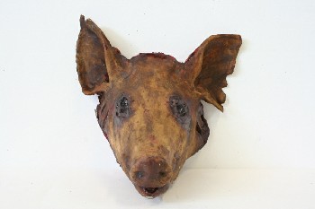 Meat, Animal (Fake), BUTCHER, FAKE REALISTIC PIG HEAD, SEVERED, BLOODY LOOK, EYES MISSING, RUBBER, BROWN
