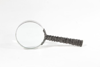 Science/Nature, Magnifier, HANDHELD MAGNIFIER,TEXTURED HANDLE W/HAND FORGED LOOK , METAL, SILVER