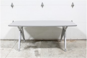 Table, Work, 6 FT, CONFERENCE, GEOMETRIC LEGS, LAMINATE SURFACE, METAL, GREY