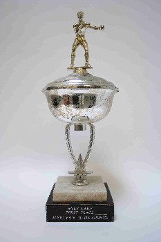 Trophy, Sport, BOXING, MAN, LARGE SILVER CUP W/OPEN COLUMN, METAL, SILVER