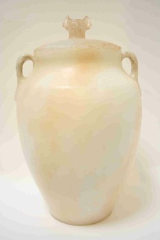 Vase, Urn, BAT HEAD LID, HANDLES, PLASTIC, WHITE
