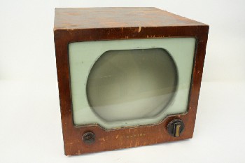 Video, TV, OLD STYLE W/DIALS, WOOD, BROWN