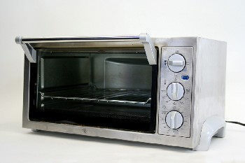 Appliance, Toaster, TOASTER OVEN, FLIP-DOWN DOOR, DIALS, METAL, SILVER