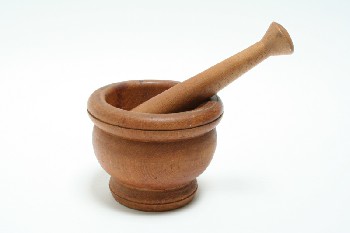 Cookware, Mortar and Pestle, MORTAR & PESTLE, BOWL W/ROUND OPENING, WOOD, BROWN
