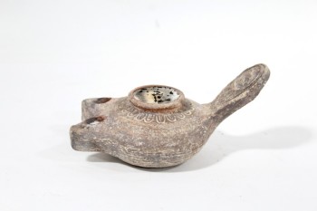 Decorative, Misc, OIL LAMP, ANCIENT STYLE, HEAT TOLERANT, POTTERY, BROWN