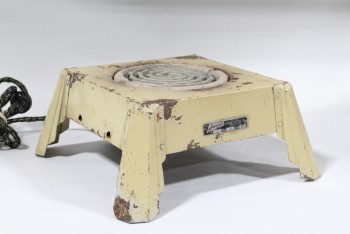 Appliance, Hot Plate, VINTAGE, SINGLE BURNER HOT PLATE, AGED/DISTRESSED, METAL, YELLOW