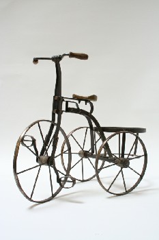 Decorative, Bicycle, TRICYCLE W/ROUND HOLDER IN THE BACK, METAL, BROWN