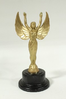 Trophy, Victory, WINGED WOMAN,PAINTED GOLD,BLACK BASE , METAL, GOLD