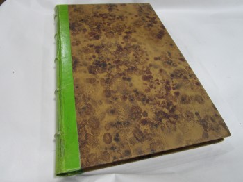 Book, Ledger, Green Spine With Cording Motled Cover. Fake Book, GREEN