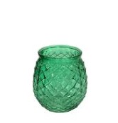 Candles, Tabletop, EUROPEAN / VENETIAN STYLE, RESTAURANT OR CAFE TABLE CANDLE, TEXTURED HOLDER FOR SINGLE CANDLE OR TEALIGHT, GLASS, GREEN
