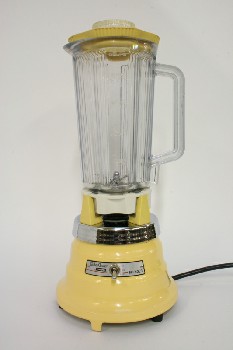 Appliance, Blender , VINTAGE, YELLOW BASE W/BLENDING CONTAINER, METAL, YELLOW