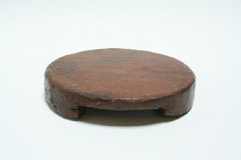Decorative, Stand, ROUND PLATE W/3 LARGE FEET, RUSTIC, PRIMITIVE, WOOD, BROWN