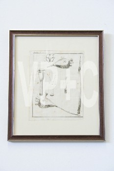 Art, Print, PUBLIC DOMAIN, OLD STYLE LATIN SCIENTIFIC INSTRUMENTS DIAGRAM, BROWN & SILVER FRAME, PLASTIC, OFFWHITE