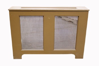 Radiator, Miscellaneous, ANTIQUE,RADIATOR COVER W/MESH PANELS,BACKLESS, WOOD, BROWN