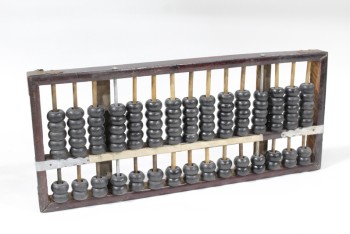 Decorative, Abacus, ABACUS/COUNTING FRAME W/BLACK BEADS, WOOD, BROWN