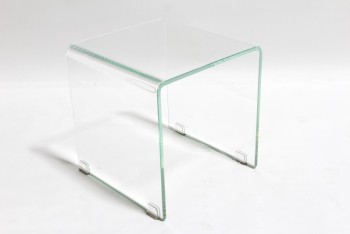 Table, Side, MOLDED / ONE PIECE / WATERFALL, NESTING TABLE, GLASS, CLEAR