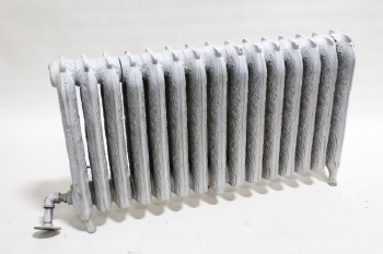 Radiator, Miscellaneous, 15 TUBE,2 COLUMN,LIGHTWEIGHT VINTAGE RADIATOR W/CAST IRON LOOK,ORNATE,AGED (**Colour May Change With Each Rental - Rads Must Be Returned Ready To Rent: Repainted Metallic Or White**) , STYROFOAM, WHITE