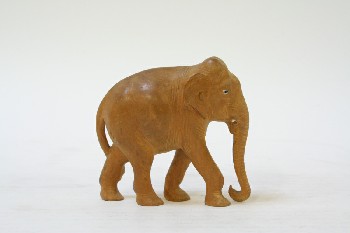 Decorative, Animal, ELEPHANT WALKING W/IVORY EYES, WOOD, BROWN