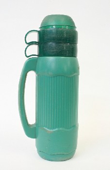 Drinkware, Thermos, 2 CUP LIDS,VERTICAL LINES , PLASTIC, GREEN