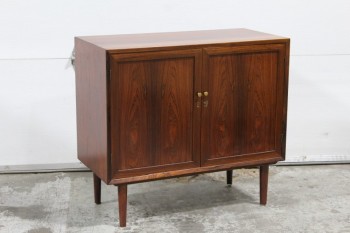 Cabinet, Wood, PLAIN, MODERN, 2 DOORS W/BRASS HARDWARE, ROSEWOOD - Condition Not Identical To Photo, WOOD, BROWN