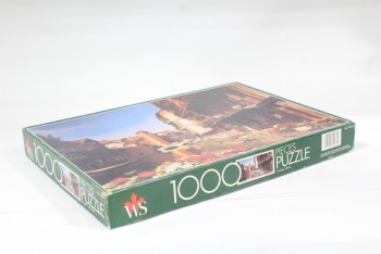 Game, Puzzle, 1000 PIECE JIGSAW PUZZLE BOX,CITY SCENE , CARDBOARD, MULTI-COLORED