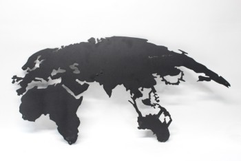 Wall Dec, Map, WORLD MAP SHOWING EASTERN HEMISPHERE INCLUDING EUROPE, AFRICA, ASIA, AUSTRALIA, OCEANIA, METAL, BLACK