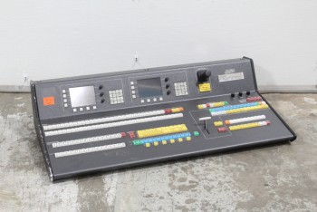 Audio, Mixing Board, MIXING CONSOLE, ROWS OF MULTICOLOURED BUTTONS, ROUND BLACK KNOB, HAND LEVER, DOES NOT WORK, WOOD, BLACK