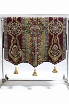 Tapestry, Miscellaneous, 6FT, CHIPPENDALE STYLE W/GOLD TASSELS, CHURCH - Shown Folded On Rolling Rack, FABRIC, MULTI-COLORED