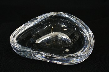 Decorative, Dish, ROUNDED DISH/ASHTRAY W/THICK GLASS, GLASS, CLEAR