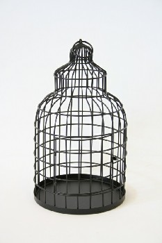 Cage, Bird, 1 SMALL HINGED DOOR,LOOP FOR HANGING , METAL, BLACK