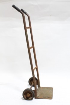 Tool, Hand Truck, ANTIQUE 2 HANDLE, 2 WHEEL HAND CART, DOLLY, RUSTED, METAL, NATURAL