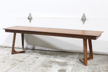 Bench, Misc, WALNUT, CONNECTED LEGS POINTED IN, CONTEMPORARY, WOOD, BROWN