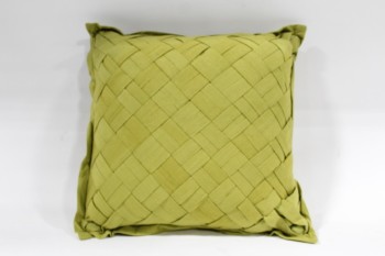 Pillow, Miscellaneous, BASKETWEAVE, ZIPPERED COVER, SAME FRONT & BACK, FABRIC, GREEN