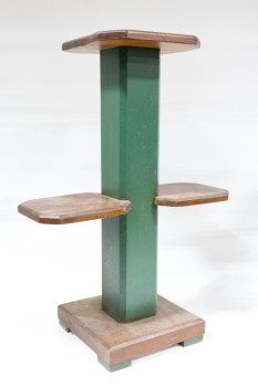 Stand, Rustic , GREEN POST, BROWN LEVELS, HOMEMADE, WOOD, BROWN