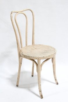 Chair, Dining, BENTWOOD, "HAIRPIN" STYLE, NO ARMS, PAINTED PEACH / LIGHT PINK, AGED, DISTRESSED, WOOD, PINK